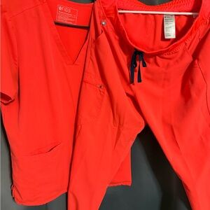 FIGS Women's Scrub Set in Firey Coral